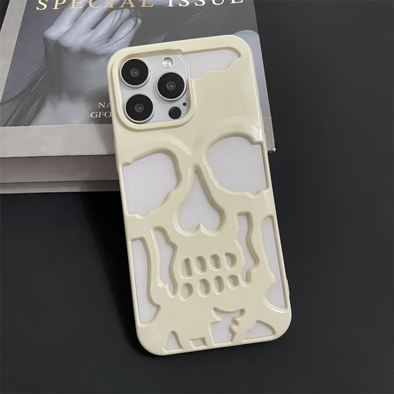 Coole Hohlraum-Wärmeableitungs-Handyhülle mit Totenkopf-Ghostface-Plattierung für iPhone 18 17 16 Pro Max 15 14 13, modische, schlanke Hülle – Detail 15