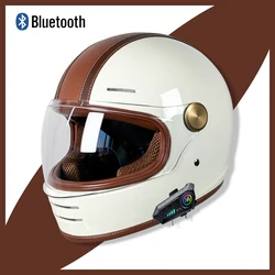 Retro Full-Face Motorcycle Helmet with Bluetooth - Off-Road Capabilities, Durable Materials, DOT Certified for Enhanced Safety