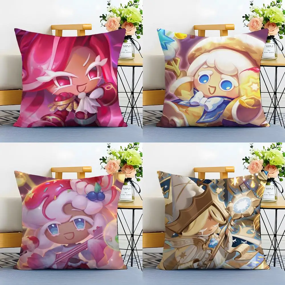 Fashion Cute Casual C-Cookie Run Kingdom Icons Cushion Cover Washable Linen Pillowcase Soft  for Sofa Bed Cozy Home Room Decor