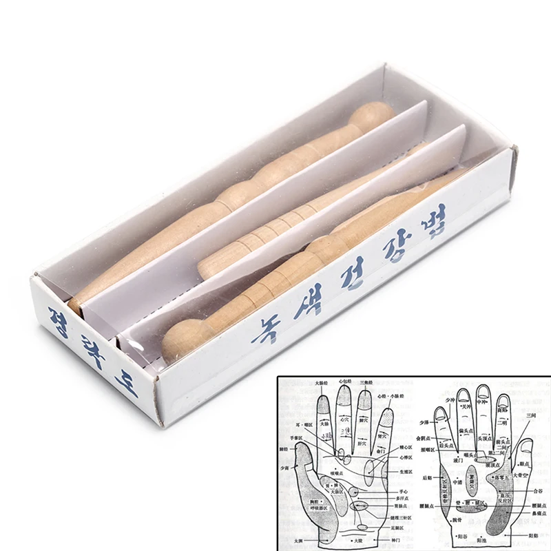 3PCS Wooden Foot Body Massage Stick Relieve Muscle Relaxing Tool Massager