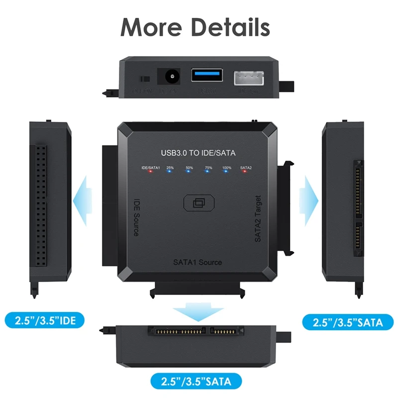 NEW-SATA To USB Adapter USB 3.0 To IDE/SATA 3 Cable Converter For 2.5 3.5 HDD SSD Hard Disk Drive Adapter