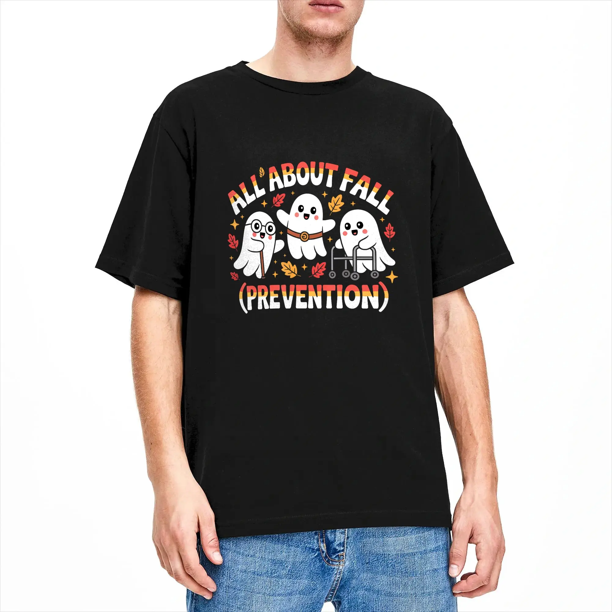 Nurse All About Fall Prevention Cute Ghosts T Shirt Summer  Cotton T Shirts For Men Hip Hop Pattern Tshirt Short Sleeve