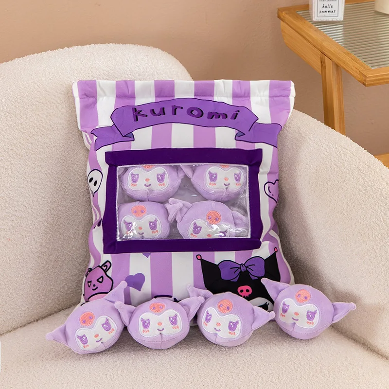 

8pcs Mini balls in one bag Kuromi Pokemon toy Snack Pillow Pudding Bag Food Toy Doll Snack Zipper Bag Decor Pillow Cushion Girls