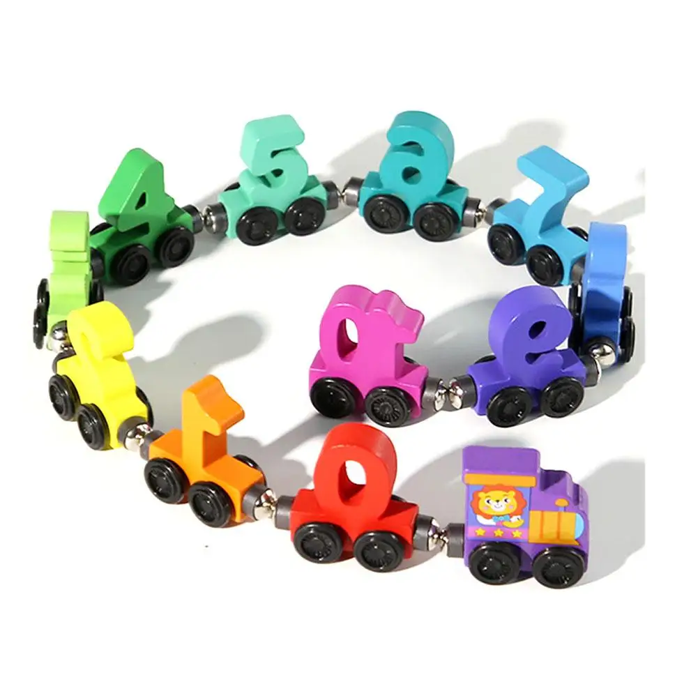 Wooden Magnetic Number Train Toys 0-10 Numbers Colorful Building Blocks Kids Toys Baby Enlightenment Cognitive Puzzle Toys