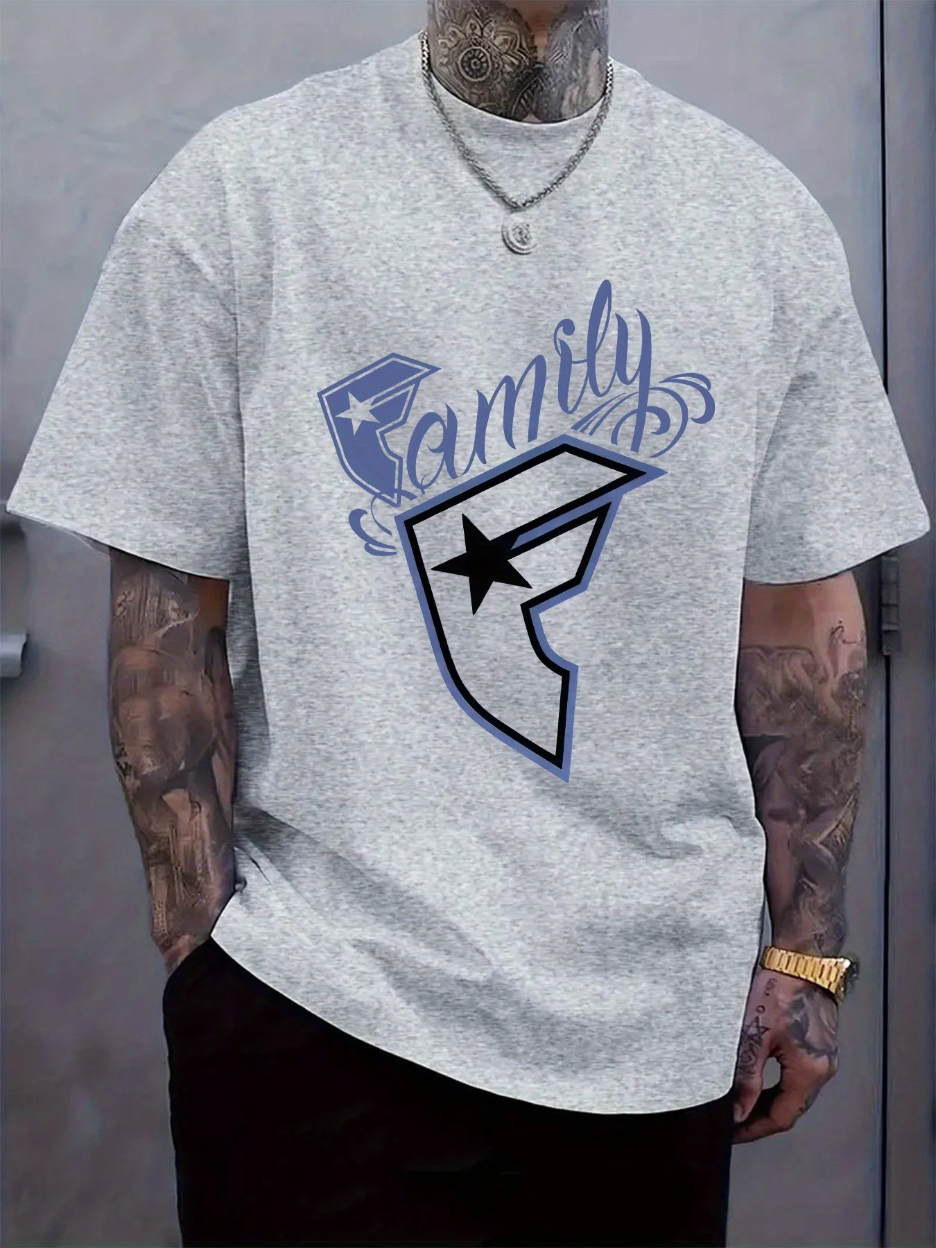 Men's Casual T-Shirt Family Graphic Print Breathable Regular Fit Summer Spring Outdoor Top Relaxed Style Tee Smooth Texture