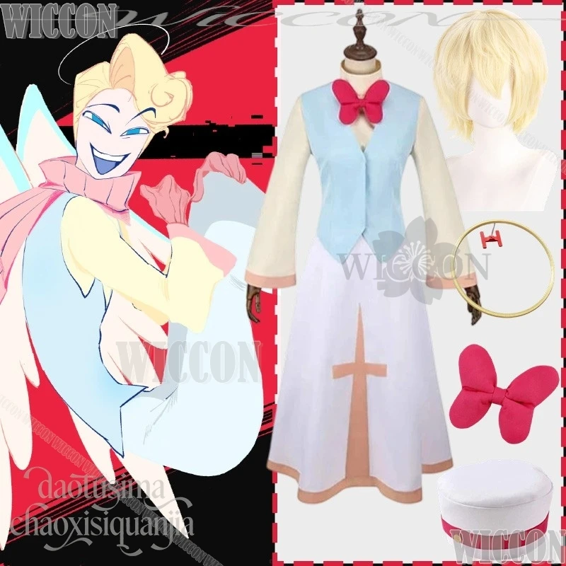 Anime Hotel Demon Hassbbin Cosplay StPeter Kawaii chaleco azul sombrero vestido pajarita peluca Ángel Halo niños Navidad Carnaval