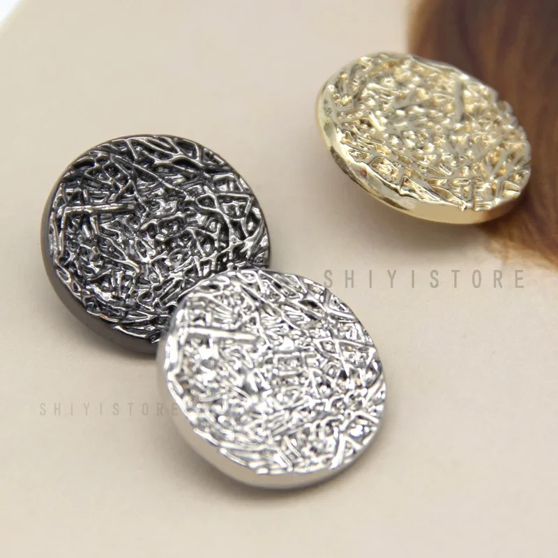 6 sztuk 25/28mm duża okrągła płaskie złoty Metal przyciski do odzieży damski płaszcz Blazer dekoracyjne Handmade robótki DIY sztuka szycia