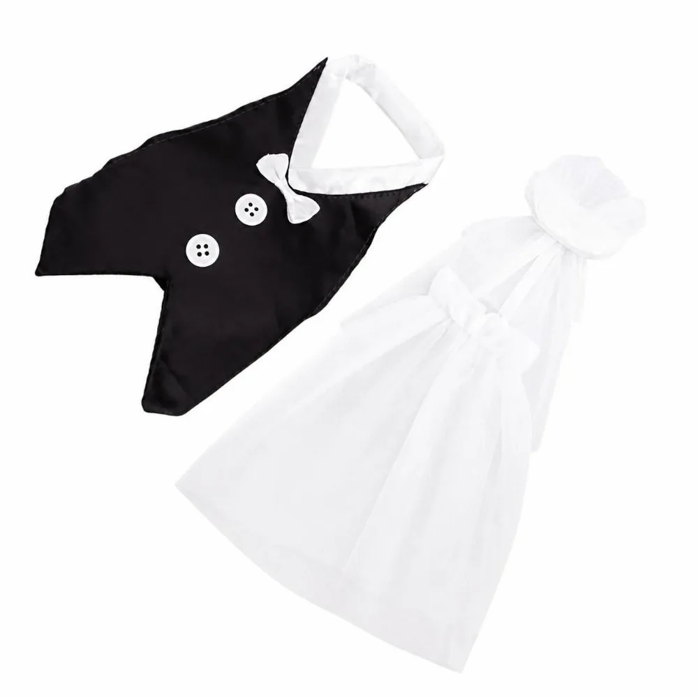 2Pcs/set New Romantic Wine Bottle Cover Black/White Gifts Bride Groom Bottle Cover Nylon Bridal Bottle Cover New Year Party