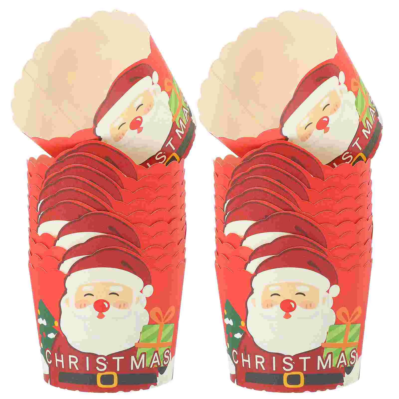 

50 Pcs Christmas Cupcake Box Muffin Cartoon Decoration Wrappers Mini Paper Cups Xmas Theme Baking Liners Small for