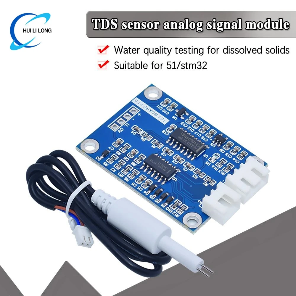 Módulo de sensor TDS sólidos disueltos señal analógica soluble detección de calidad del agua sólida DS18B20 temperatura para Arduino 51/STM32