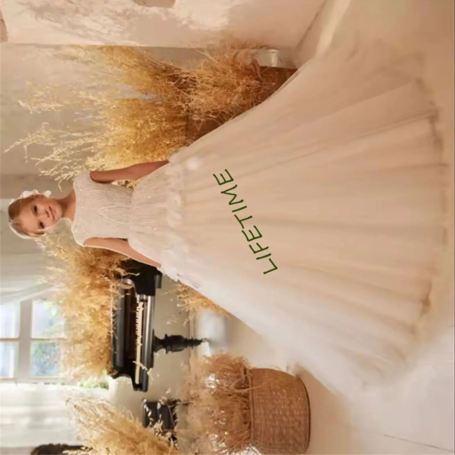 

Роскошное платье цвета слоновой кости с цветочным узором для девочек, элегантное детское платье принцессы с бисером на свадьбу, день рождения, первое причастие