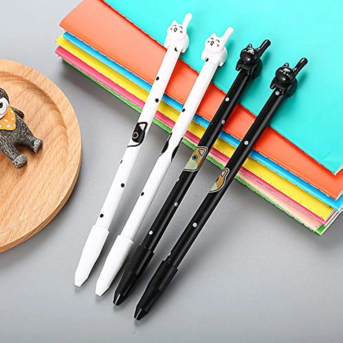 24 Pcs Black Gel Ink Pens Cartoon Stationery Kawaii Cat Pens School Kids Gift Children Students Prize Kawaii Stationery