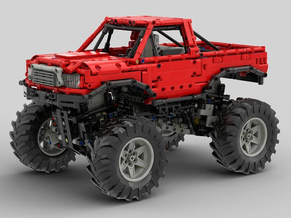 

Строительные блоки MOC, игрушки для мальчиков, модель автомобиля Monster Truck с автоматизированным замком дифференциала, 1668, детали для творческой игры