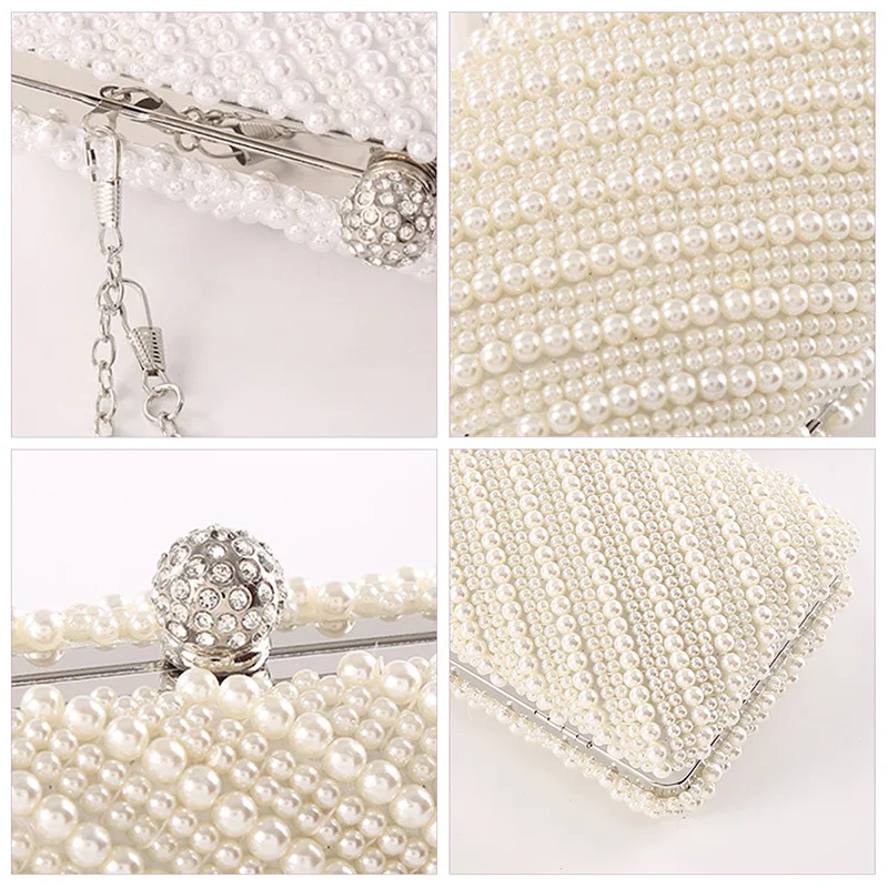 Ladies Pearl Beading Evening Bag Elegant Women Purse For Female Wedding Party Handbag Long Day Clutch Bolsa Hand Bags XA800H