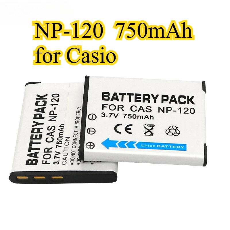 Vollständig dekodierter NP-120-Ersatzakku 750 mAh für Casio Exilim Digitalkamera Li-Ion Power