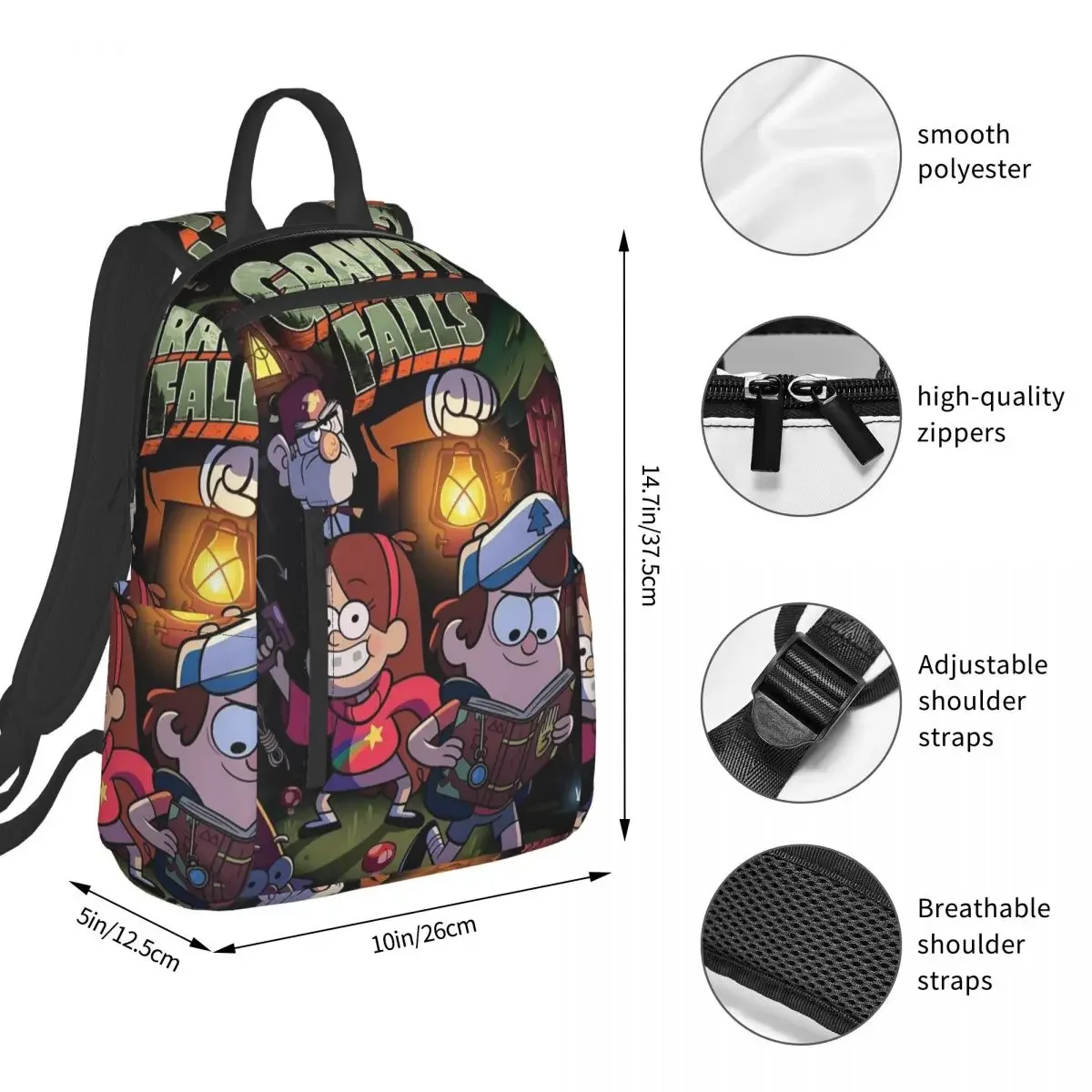 Gravitys Falls Backpack Student BookBag Children School Bag Laptop Shoulder Bags Men Women