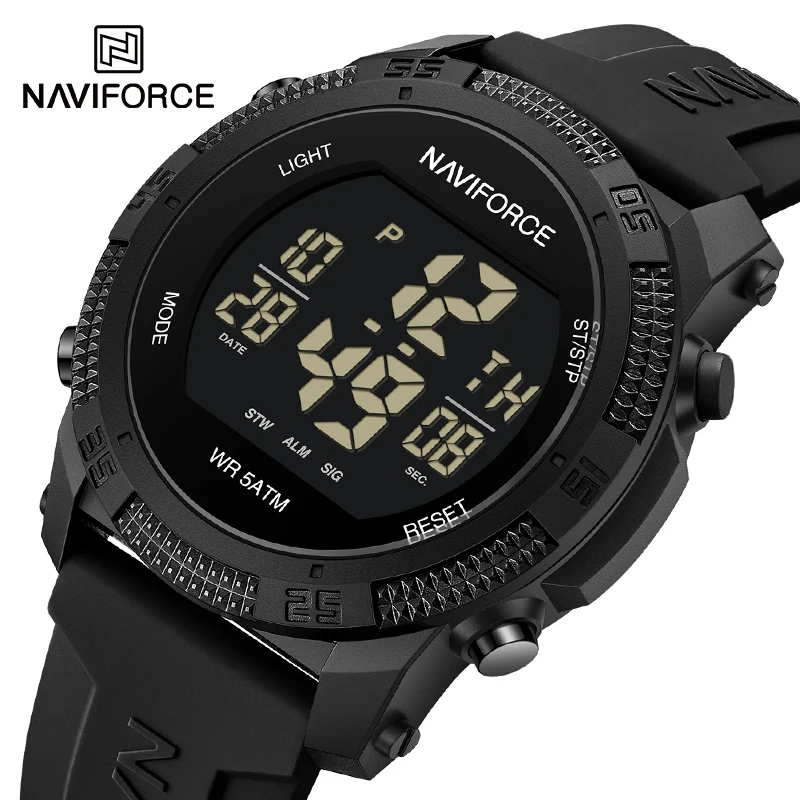 Top NAVIFORCE Brand Creative Fashion 50m Water Resistant Silicone Wristwatch for Men Luminous LCD Digital Electronic Man Watches