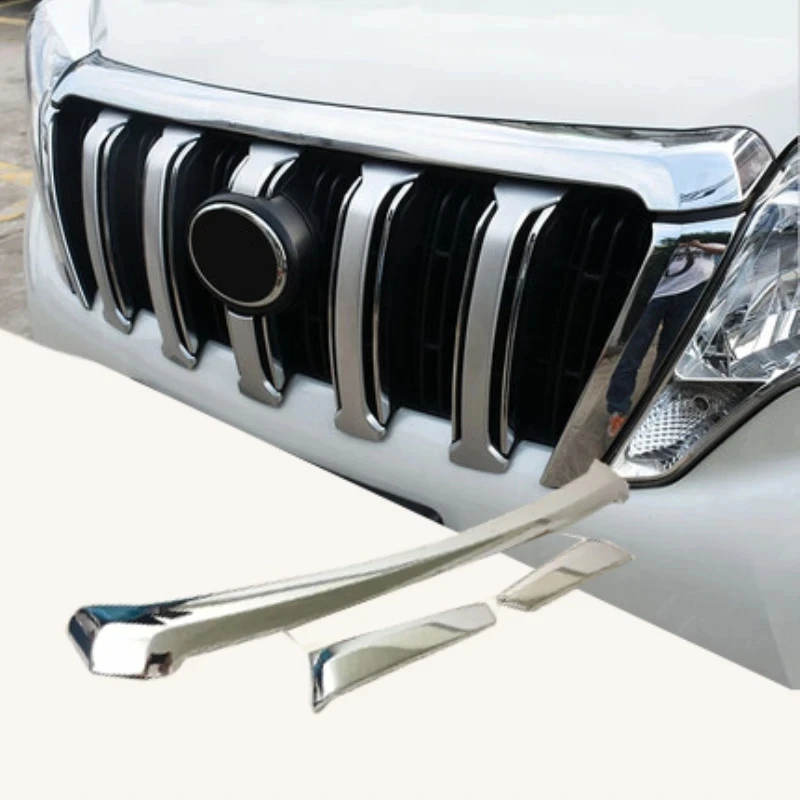 For Toyota  Land Cruiser Prado FJ150 2014 2015 2016 2017 ABS Chrome Front Bumper Grille Hood Engine Cover Trim Car Accessories