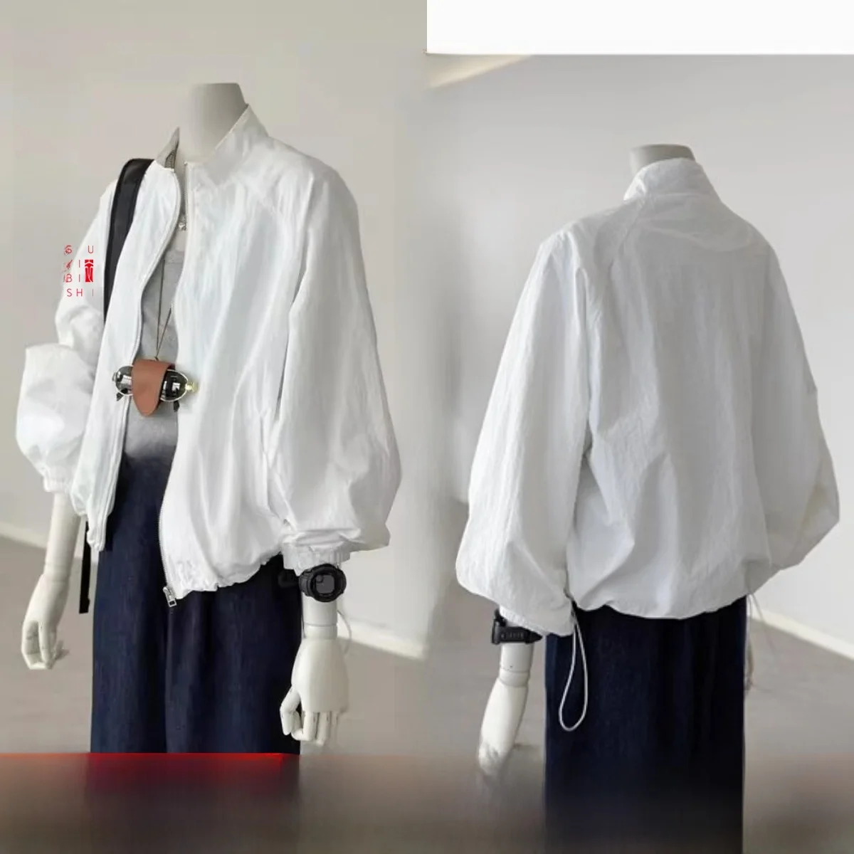夏のレディースアウトドアカジュアル日焼け止め服-薄手スタンドカラージャケット-プラスサイズカスタマイズ対応-ビジネスワークウェア