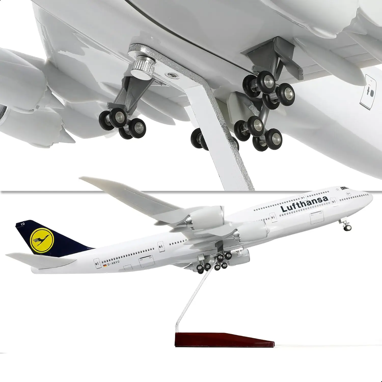 1/160 Large Scale Lufthansa B747 Diecast Rrsin Airplane Model with Stand for Aviation Enthusiasts Gifts or Display Decorations