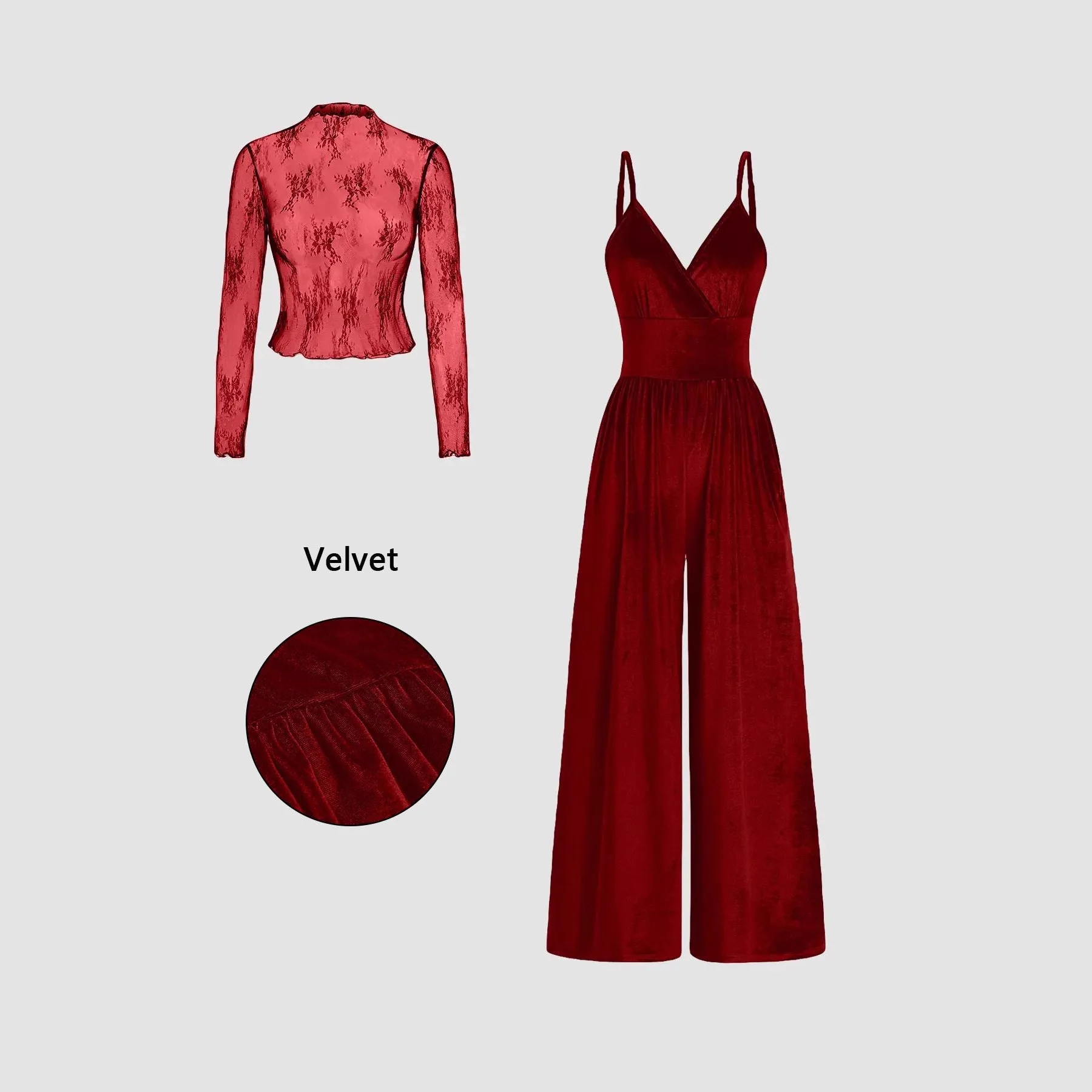 

Прозрачные топы с цветочным кружевом, цельные комбинезоны, комплекты из 2 предметов, женский комбинезон с открытой спиной и бретельками 2025, повседневные бархатные комплекты брюк