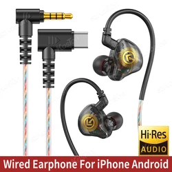 Écouteurs filaires de type C, 3.5mm, puce numérique, intra-auriculaires, casque contrôlé par fil avec micro, pour iPhone 15, Android, Samsung