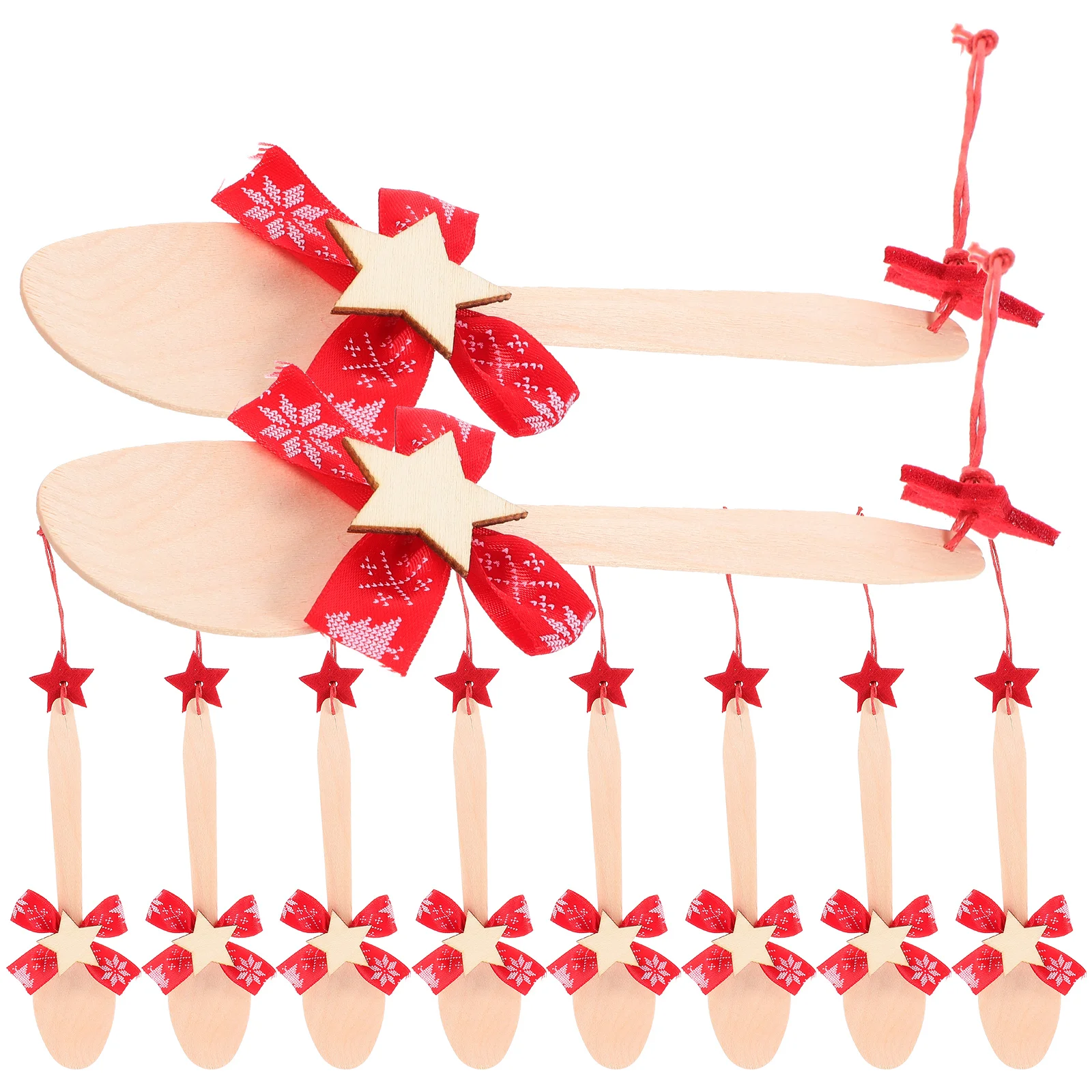 

10pcs Spoon Christmas Decor Hanging naments for Tree Christmas Wood Spoon Decoration Party Fireplace Shelf Stair H rail Xmas
