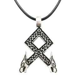 Nostalgia Norse Viking Pendant Rune Othala Amulet Wolf Necklace Gothic Mens Womens Jewelry