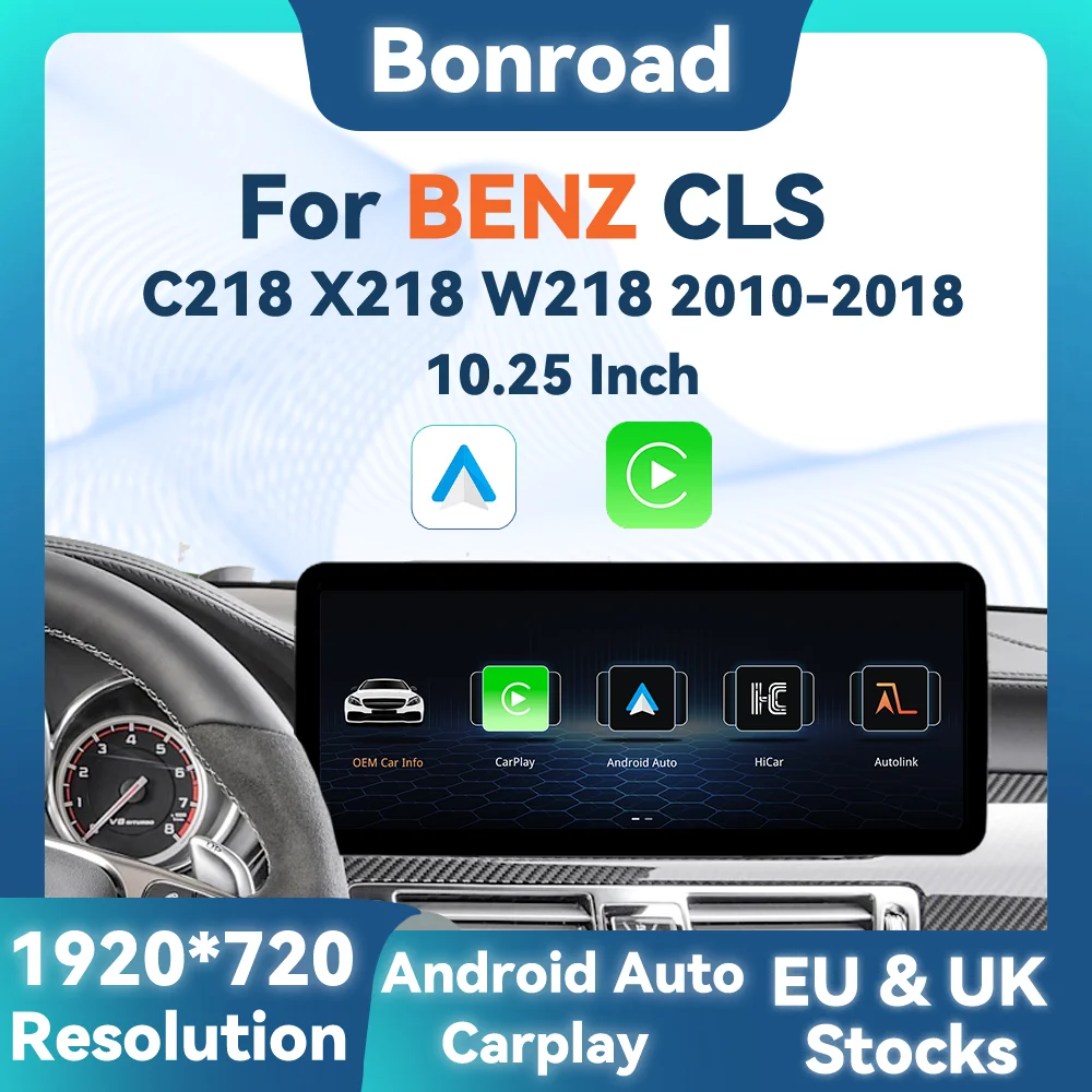 BONROAD 1920*720 10,25 Zoll Auto-Multimedia-Touchscreen Kabelloses CarPlay Android Auto Radio GPS Stereo Für Mercedes Benz CLS W218 X218 C218 Spiegelung Airplay Display Navigation