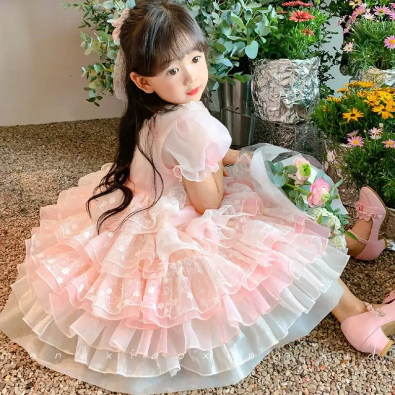 

2023 Girl Spanish Princess Tutu Dress Baby Girl'S Ball Gowns Children Clothes Flared Layered Dresses Infant Formal Party Vestido