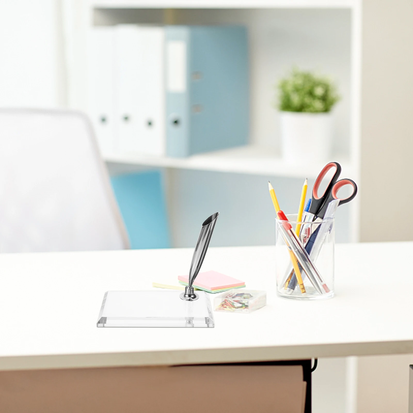 

Unique Acrylic Single Pen Stand Retro Style Pen Rest for Desk Study Room School Library Bedroom Quill-Pen Support