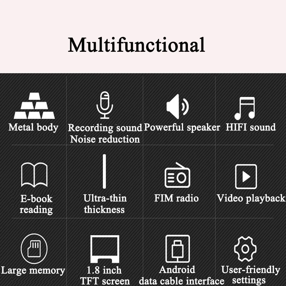 مشغل موسيقى صغير MP3 جودة عالية مشغل راديو MP3 محمول دعم راديو FM فيديو الكتاب الإلكتروني مع ذاكرة كبيرة