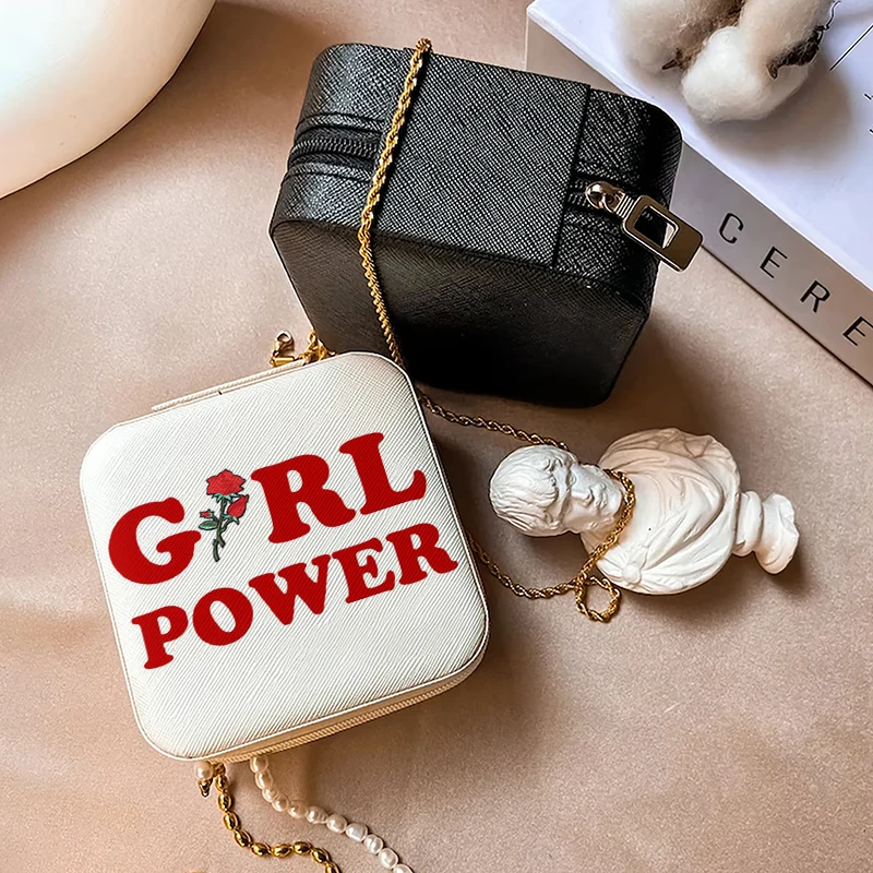 1pc girl power rose Portable Jewelry Storage Box, Simple Jewelry Organizer Box,Gifts Box For Women