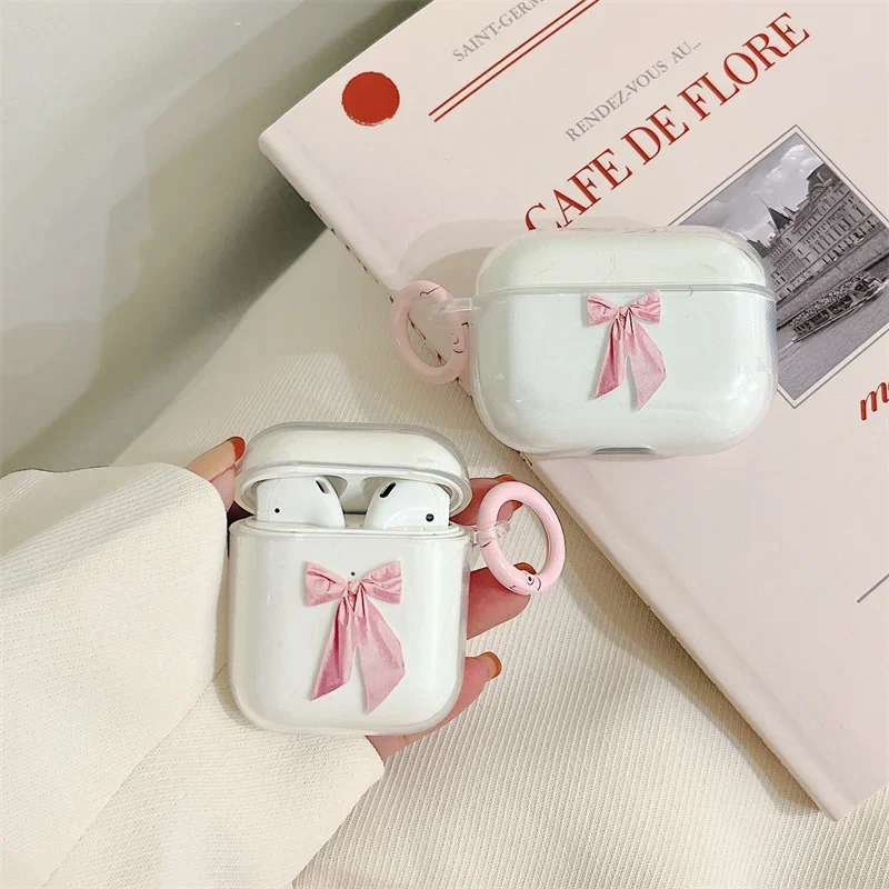 Patterned Soft TPU Earphone Case for Airpods 1 2 3 2021 Cover for Apple Airpods Pro 2 Cases Cute Bowknot Box Gift for Girl Women