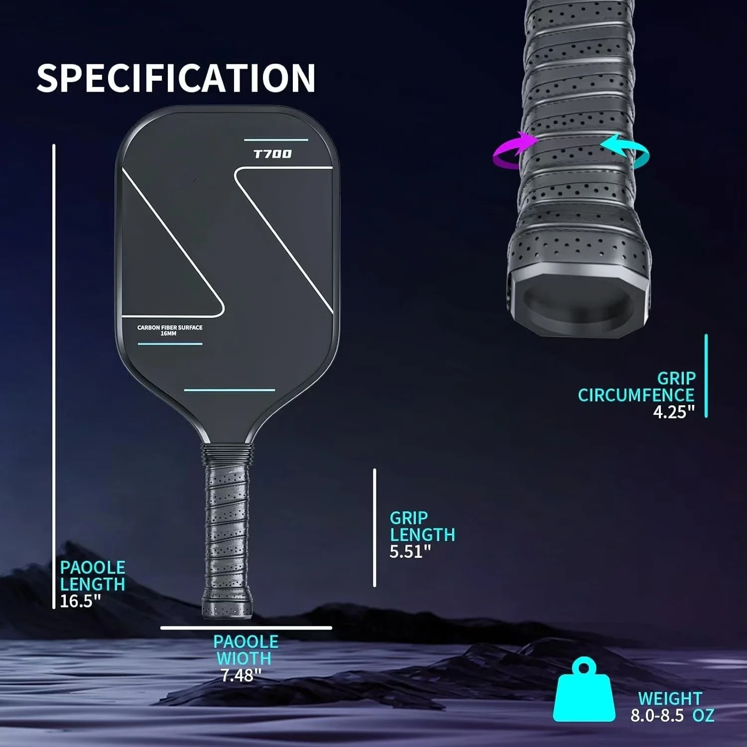 3K T700 Thermoformed Eva Foam Core Pickleball Paddle USAPA Approved Foam Injected Edges for Expanded Sweet Spot
