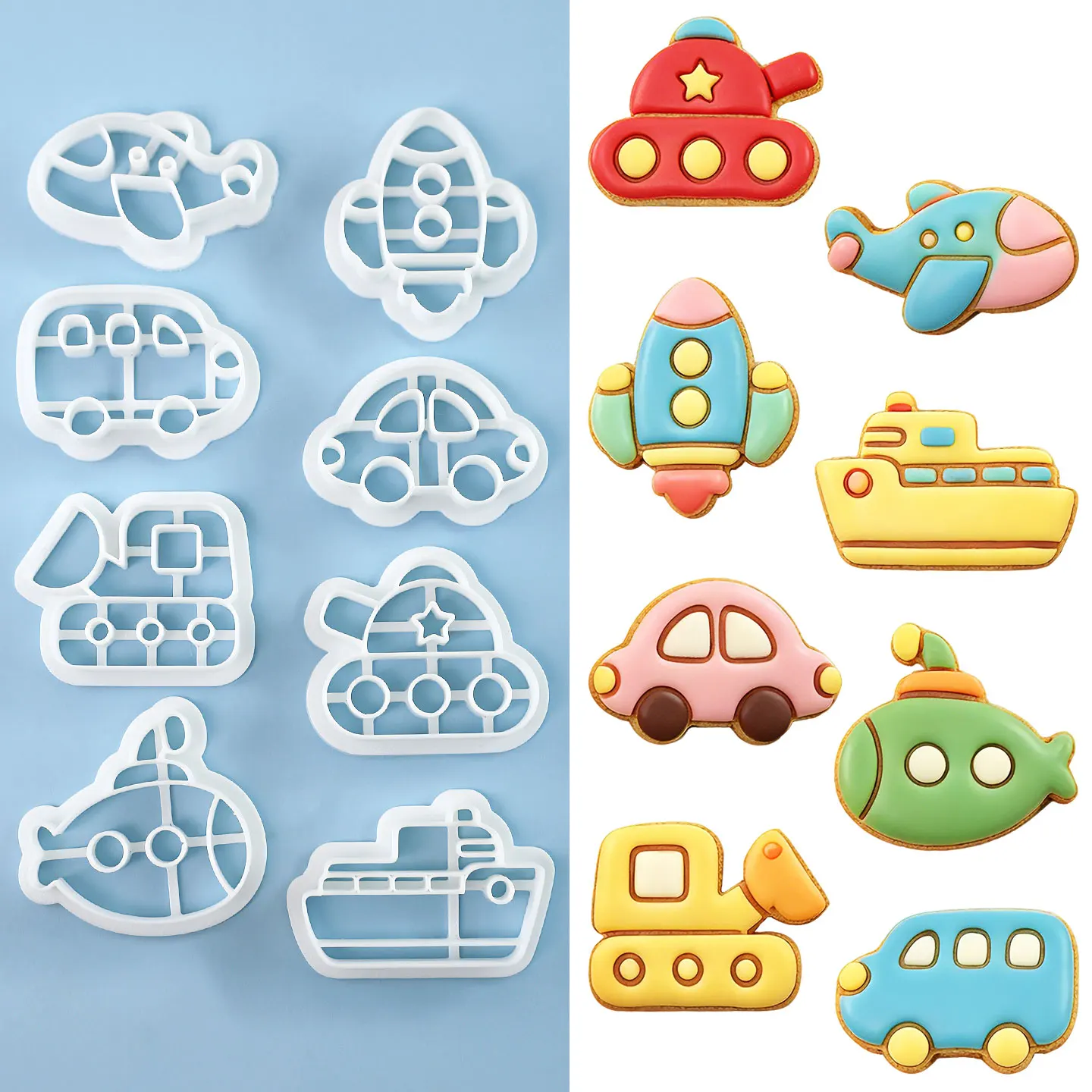 8 Pcs Mini Car Shape Cookie Mold Construction Vehicle Cookie Cutter Excavator Baking Tools for Decorating Cupcakes and Cakes