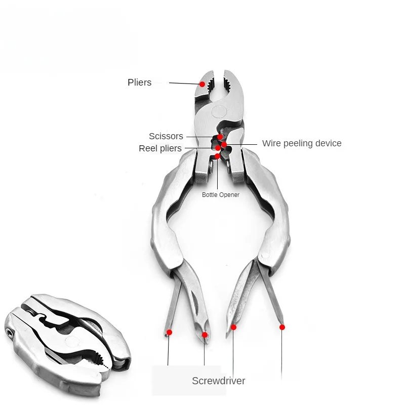 Alicates de bolsillo 9 en 1, cortador de alambre, llavero portátil, multiherramienta plegable para acampar al aire libre, destornillador,