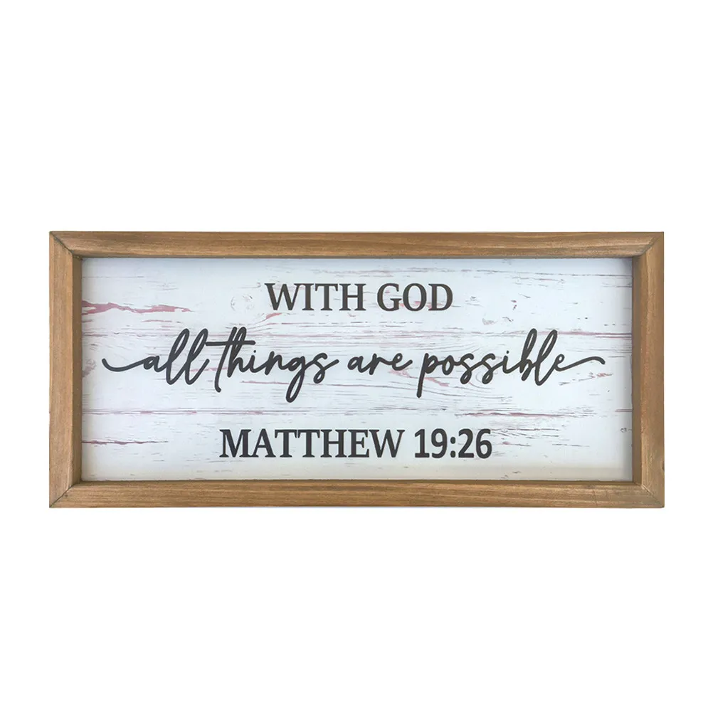 Plaque murale en bois rustique avec citation biblique, enseignes en bois inspirantes, décoration chrétienne pour la maison, plaque avec citation spirituelle pour le salon ou le bureau