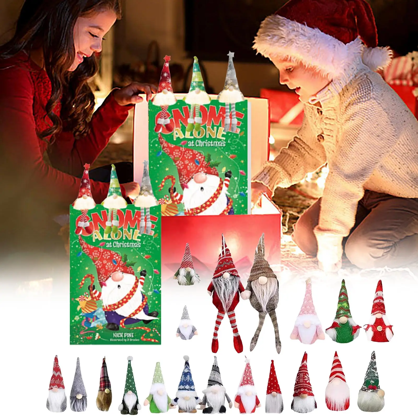 Timer do ćwiczeń na nadgarstek Świąteczny Gnom Kalendarz Adwentowy z Odliczaniem 24 Dni Pudełko Kalendarz Świąteczny Timer Wizualny 60 Minut