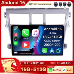 Android 16 Car Radio Multimedia Player For Toyota Vios Yaris 2007 2008 -2012 Auto Carplay Car Stereo Dsp wifi+4G Ai voice Bt Gps