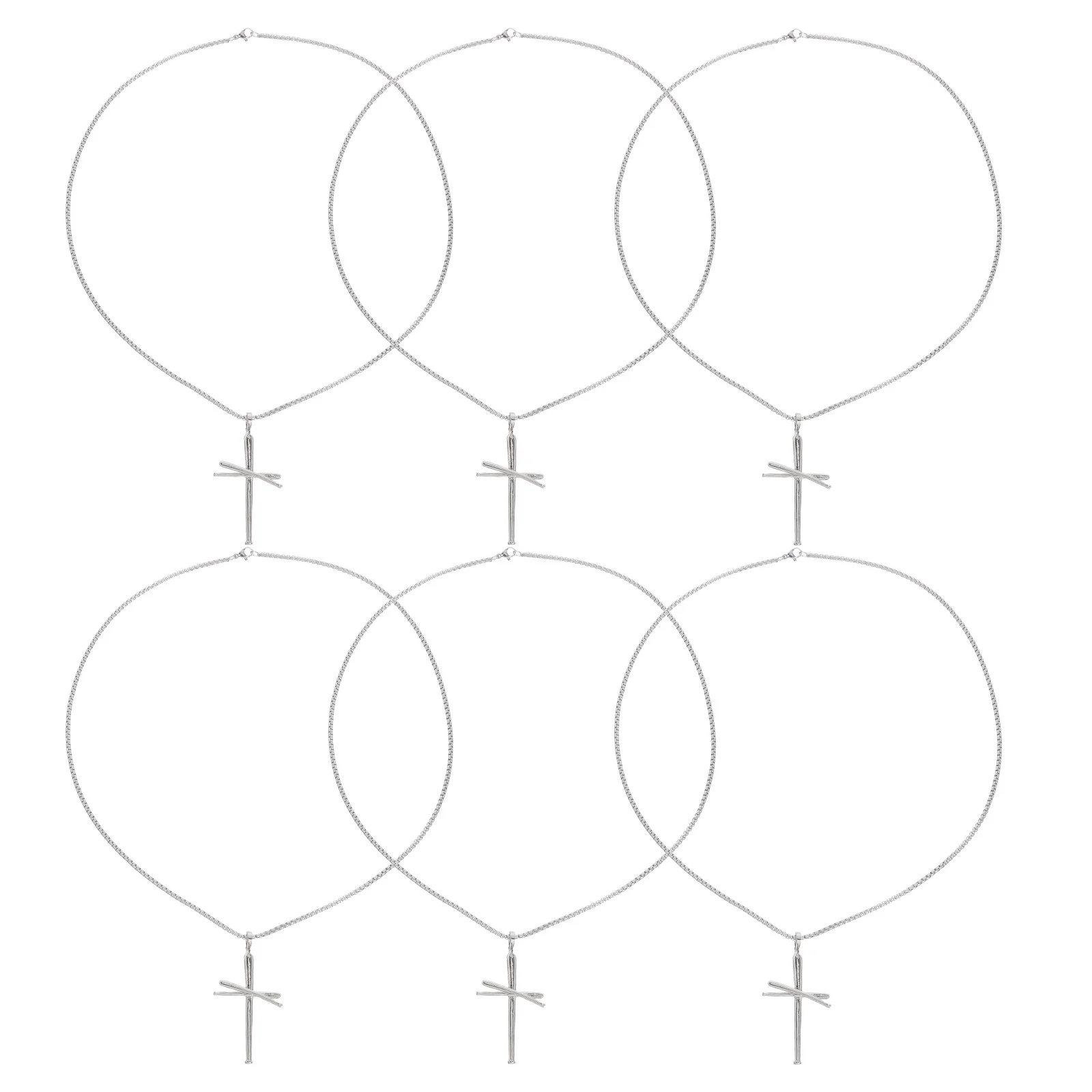 

6pcs Large Stainless Steel Cross Pendant Necklace For Men Women Hip Hop Punk Streetwear Fashion Religious Jewelry Crucifix Chain