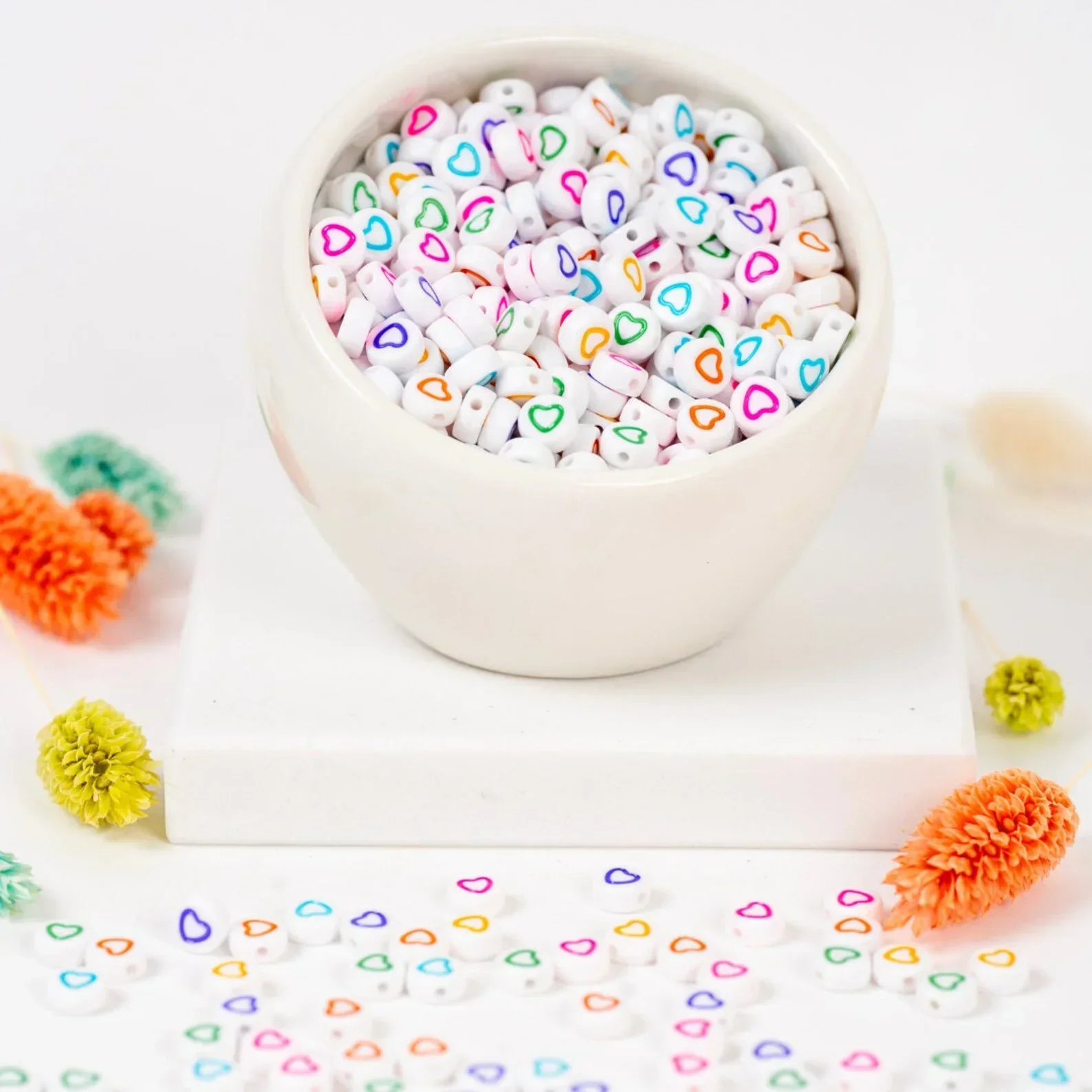 100-500PCS Acrylic Love Heart Beads Colorful Zodiac Round Beads for Jewelry Making DIY Handmade Bracelet Necklace Accessories