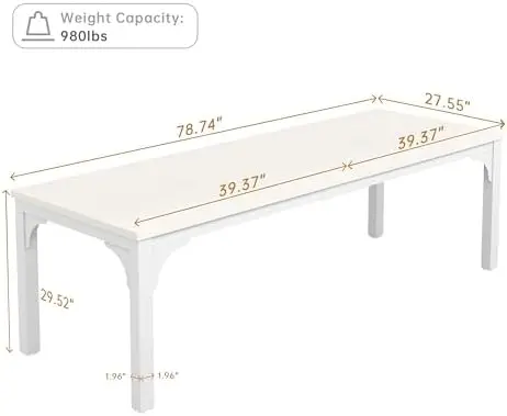 6.56 FT Conference Table, Super Sturdy Large Rectangle Meeting Seminar Table for 8 Person, Long Business Tables (White