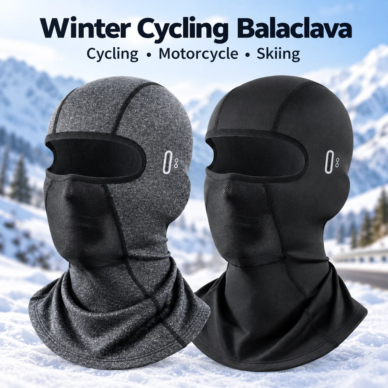Fleece Lined Balaclava Ski Mask with Glasses Slots Long Neck Coverage for Cold Weather Motorcycle Cycling Skiing Outdoor Riders
