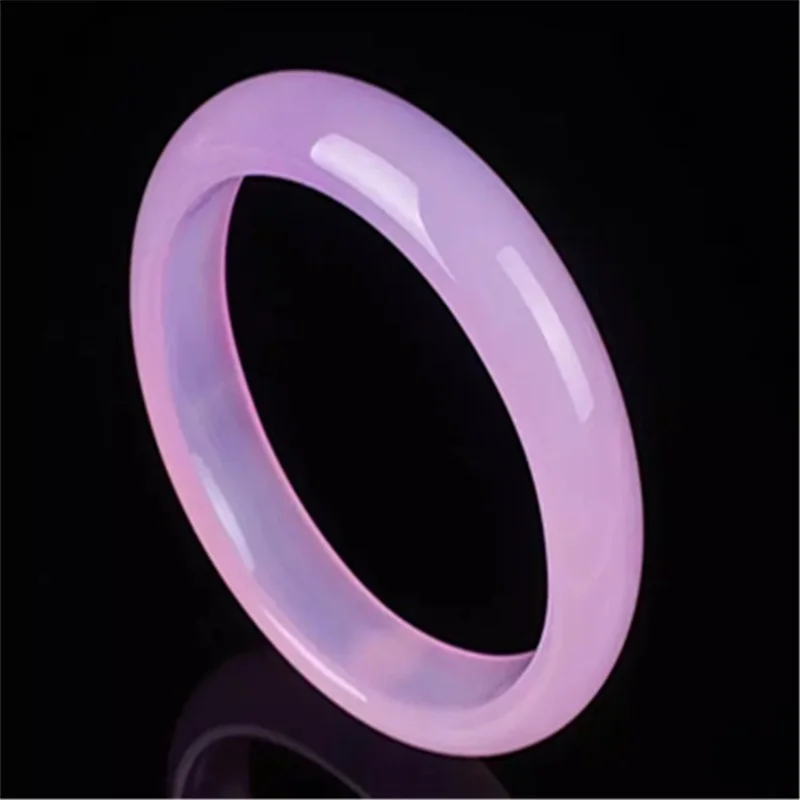 Natural Pink Chalcedony Hand-carved Wide Band Bracelet Fashion Boutique Jewelry Women Agate Beauty Bracelet Gift Accessories