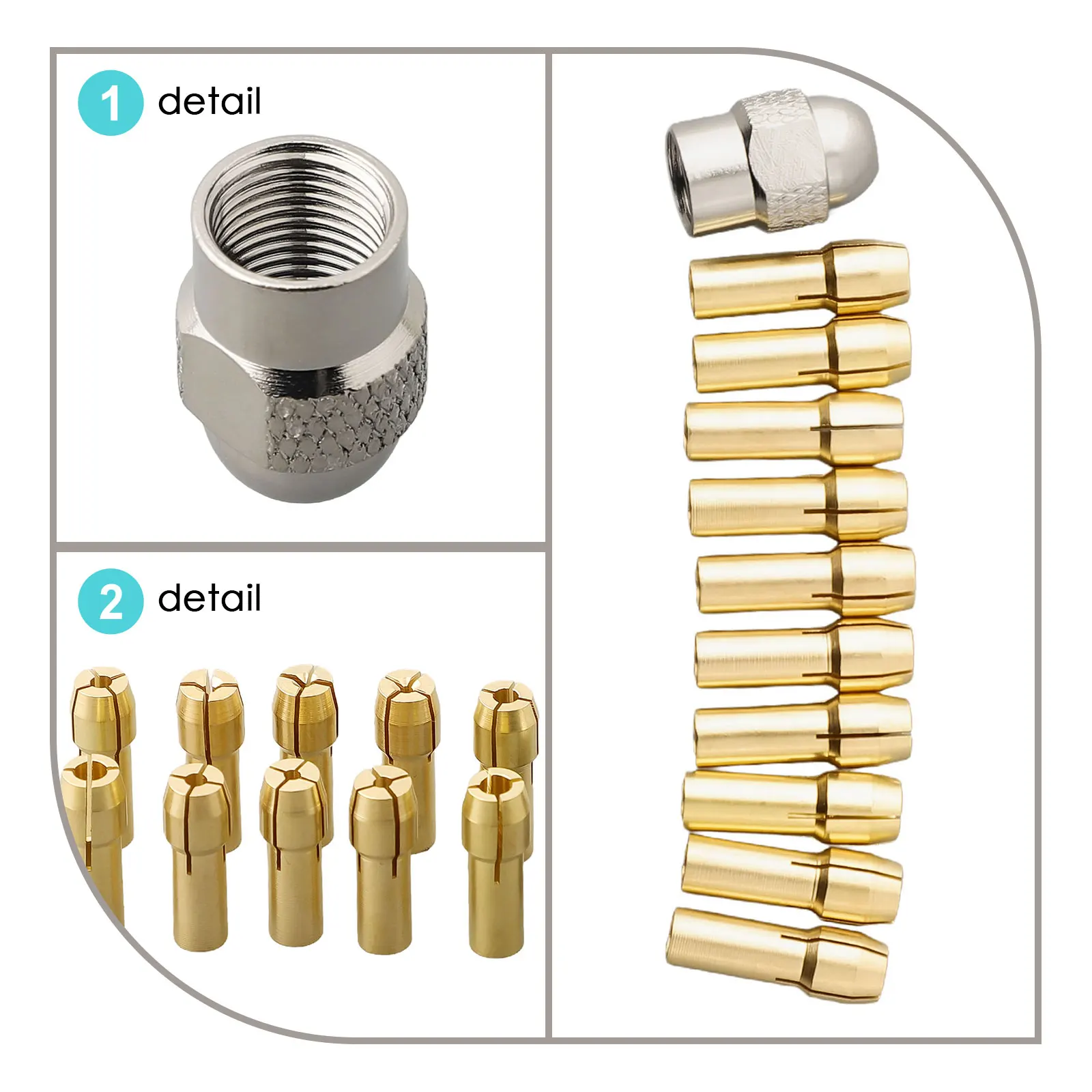 Mini Drill 11pcs/Set Power Tool Brass Collet Chuck 0.5/0.8/1.0/1.2/1.5/1.8/2.0/2.4/3.0/3.2mm Tool Sets For Hardware Hobby Home