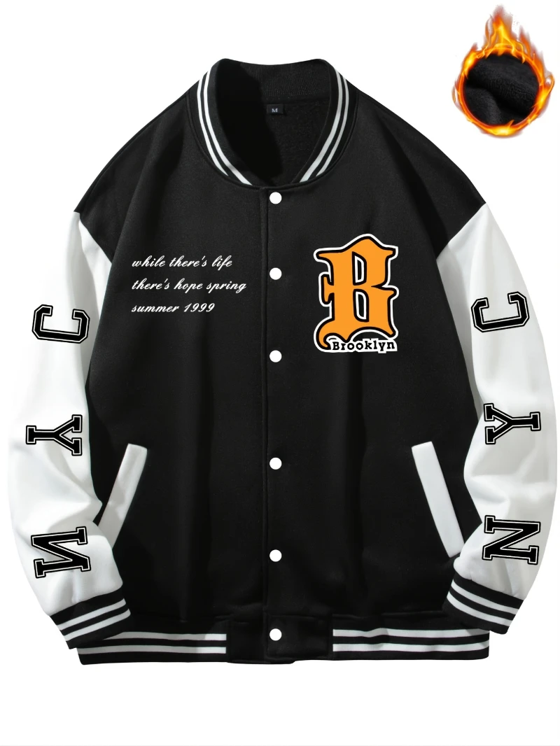 

Осенне-зимняя теплая мужская и женская повседневная, свободная, удобная, модная американская бейсбольная куртка с буквенным принтом