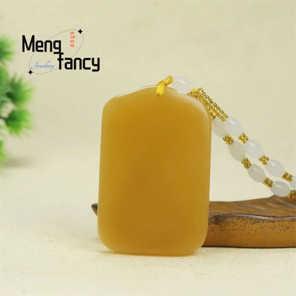 Natural Hetian Jade Sugar Maitreya Buddha Plaque Pendant Peace Buckle Exquisite Elegant Simple High-grade Luxury Quality Jewelry