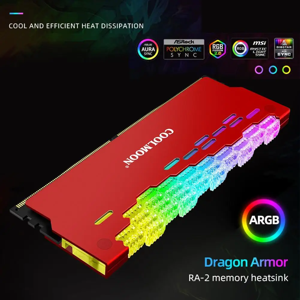 

COOLMOON RA-2 RAM PC Memory Bank Heat Sink Cooler ARGB Colorful Heat Spreader