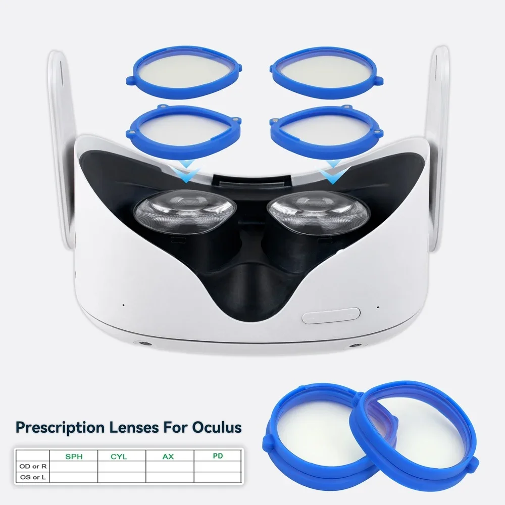 VR Prescription Lenses for Oculus Quest 2 Myopia Lens Anti Blue Light Glasses Magnetic Eyeglass Frame Quick Mount Accessories